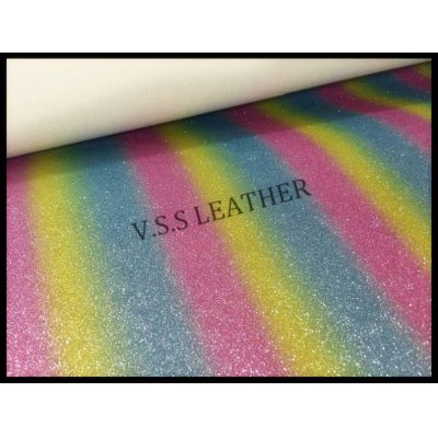Fine Rainbow Glitter Leather Fabric