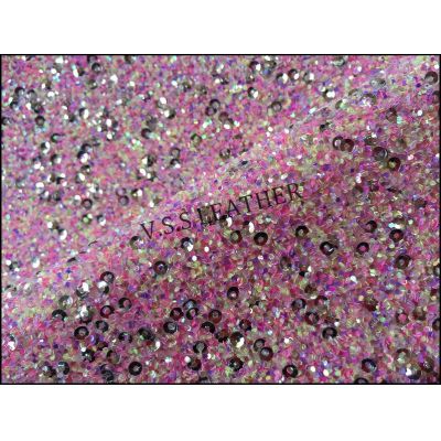 Pink Yellow Sequin Chunky Glitter Fabric