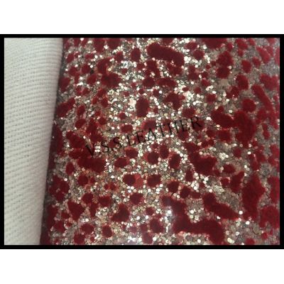 Chunky Glitter Leather Fabric With Flocking