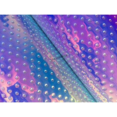 Holographic Iridescent Small Dot Leather Fabric 