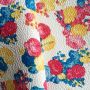 Yellow,Red,Blue Floral Leather Fabric