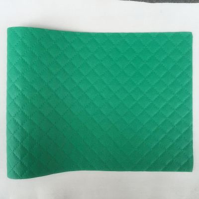 Green Color Plaid Synthetic Leather
