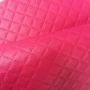 Hot Pink Color Plaid Synthetic Leather 