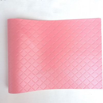 Light Pink Color Plaid Faux Leather Fabric