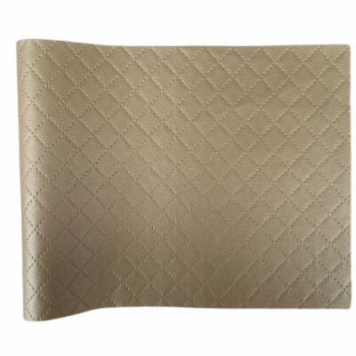 Metallic Gold Color Plaid Synthetic Leather 