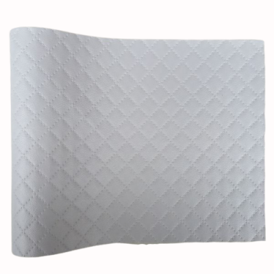 White Color Plaid Synthetic Leather 