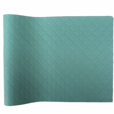 Ice Blue Color Plaid Synthetic Leather 