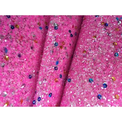 Pink And Blue Sequin Chunky Glitter Fabric