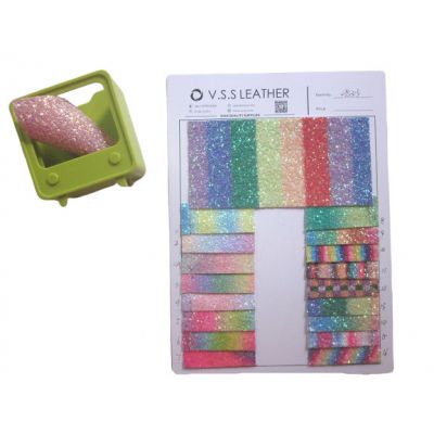 Rainbow Printed Glitter Faux Leather
