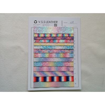 Pastel Rainbow Printed Glitter Fabric