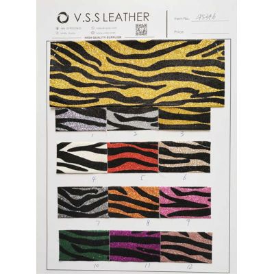 Zebra Fine Glitter Leather Fabric