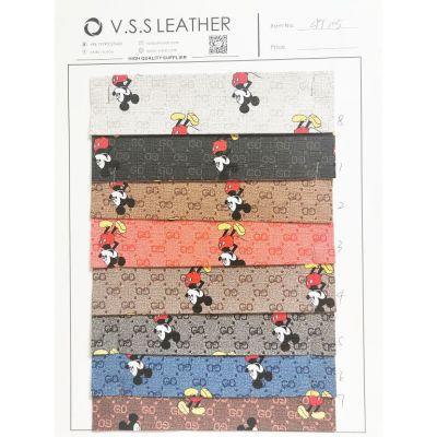 Mickey Mouse Printed Leather Fabric