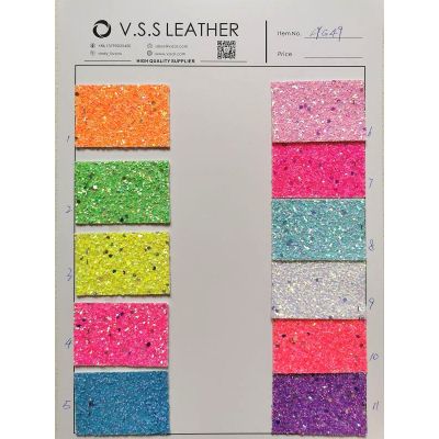 Neon Color Chunky Glitter Leather Vinyl
