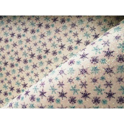 Snowflakes Printed Fine Glitter Leather