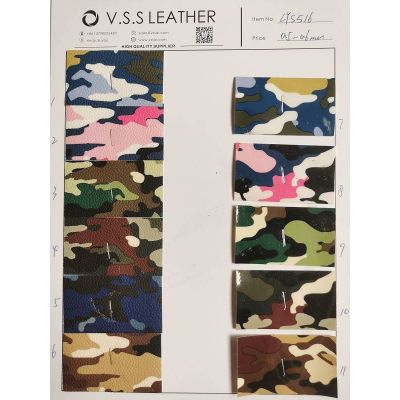 Camouflage Stock Leather Fabric Manufacture Supply