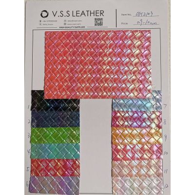 Metallic Rainbow Colors Plaid Leather