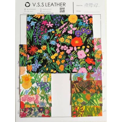 Mirror Smooth Flowers Leather Fabric