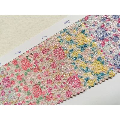Flower Pattern Chunky Glitter Fabric