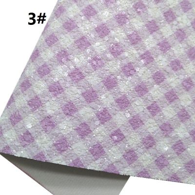Purple Plaid Chunky Glitter Leather Fabric 