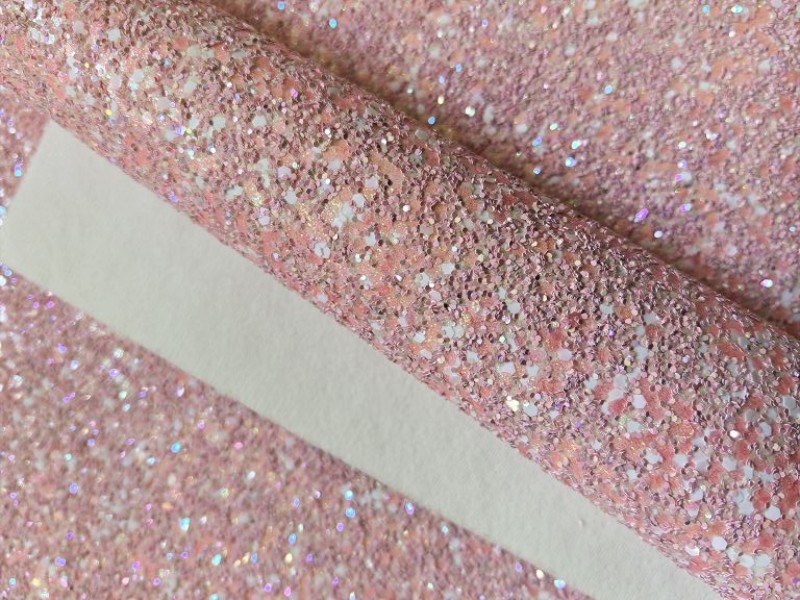 Light Pink White Iridescent Chunky Faux Leather Roll