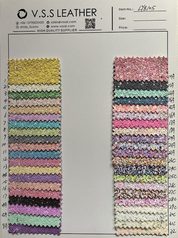 Solid Color Chunky Glitter Leather With Canvas Backing