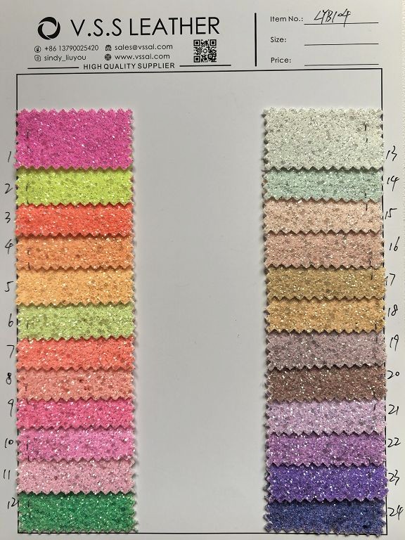 Neon Color Chunky Glitter Leather Fabric Mini Rolls