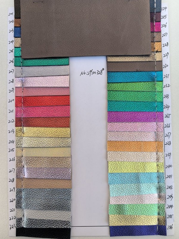 Metallic Litchi Pattern Faux Leather With Felt Back