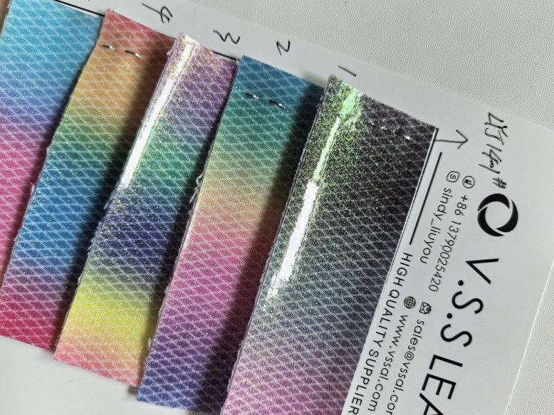 Gradient Smooth Fine Glitter Leather with Felt Backing