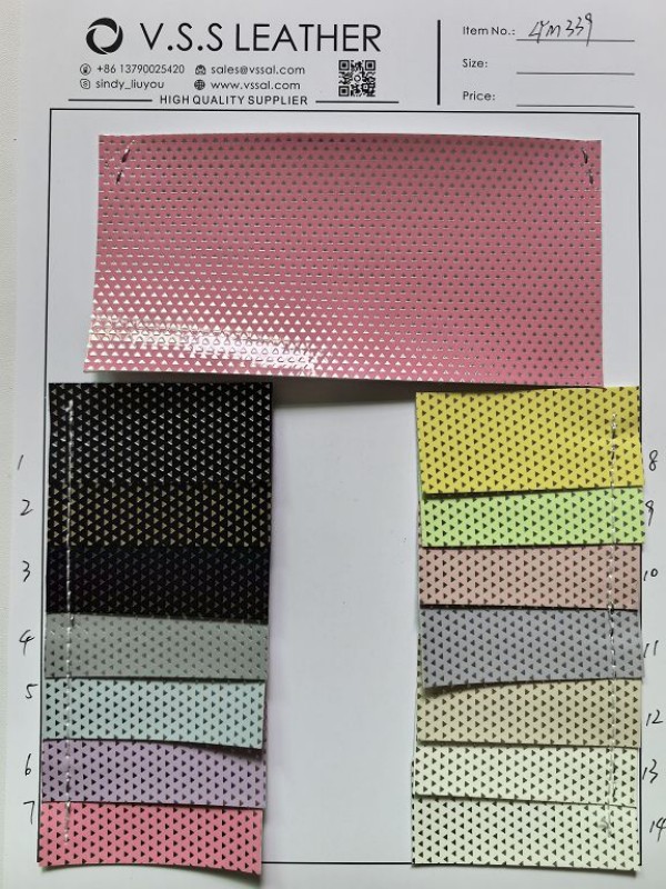 Metallic Triangular Patterns Faux Leather Fabric