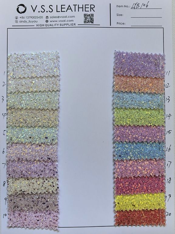 Bright Colors Chunky Glitter Leather With Twill Fabric Backing