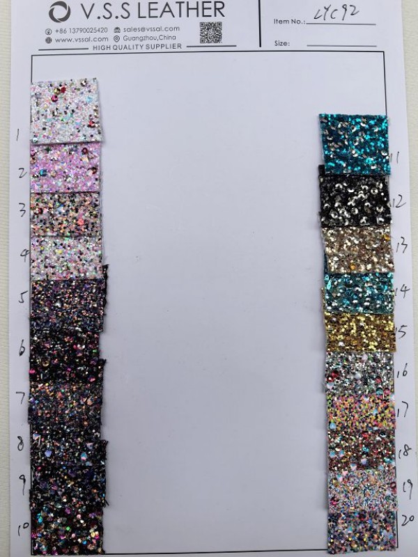 Colorful Sequin Ultra Chunky Glitter Leather Fabric