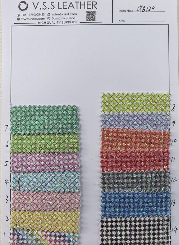 Multi-Color Diamond Pattern Glitter Leather Fabric