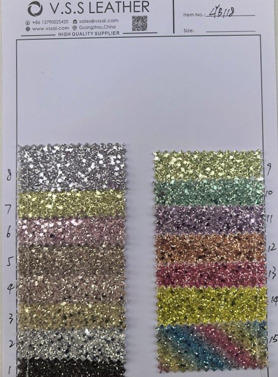 Solid Color Chunky Glitter Leather With Twill Fabric Backing