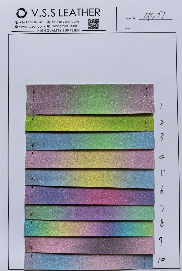 Rainbow Gradient Sparkle Glitter PU Leather Fabric