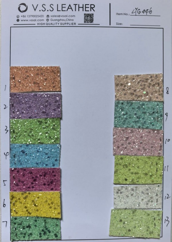 Neon Color Chunky Glitter Leather Felt Backing