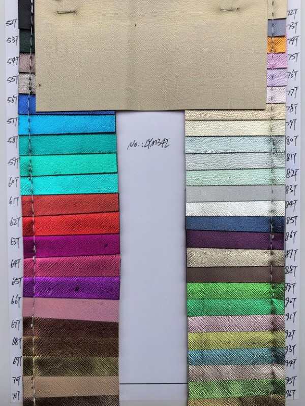 Wholesale Holographic Cross Grain Metallic PU Leather 
