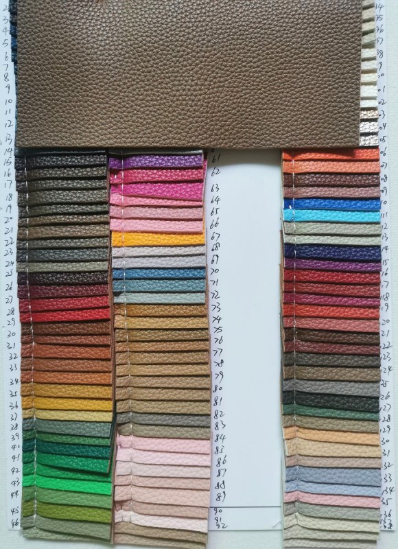 Multi‑Color Litchi Grain Synthetic Leather Sheet Felt Back