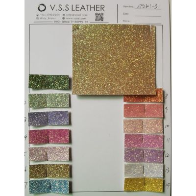 Mirror Smooth Felt Backing Fine Glitter Leather Fabric