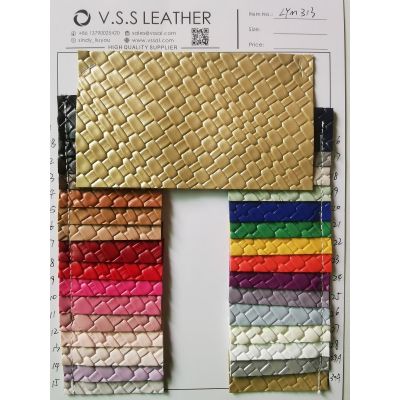 Same Color Felt Backing Weave Pattern Leather Fabric