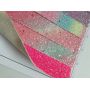 Rainbow Pattern Chunky Glitter Leather Fabric