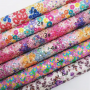 30X134CM Bright Flowers Pattern Chunky Glitter Leather