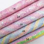 30X134CM Plaids Rainbow Chunky Glitter Leather Fabric