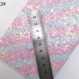 30X134CM Plaids Rainbow Chunky Glitter Leather Fabric