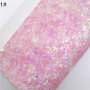 30X134CM Plaids Rainbow Chunky Glitter Leather Fabric