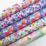 30X134CM Vibrant Floral Chunky Glitter Leather Fabric
