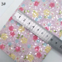 30X134CM Flowers Chunky Glitter Leather Fabric