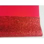 Red Chunky Glitter Leather Fabric With Felt Backing