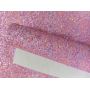 Baby Pink White Iridescent Chunky Glitter Leather Fabric